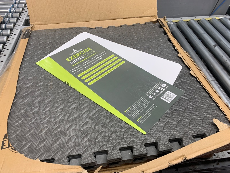 Photo 1 of ProsourceFit Puzzle Exercise Mat ½ in, EVA Interlocking Foam Floor Tiles for Home Gym, Mat for Home Workout Equipment, Floor Padding for Kids, Black, 24 in x 24 in x ½ in, 144 Sq Ft - 36 Tiles Grey - 1/2 Inch - 24 Sq Ft - 6 Tiles