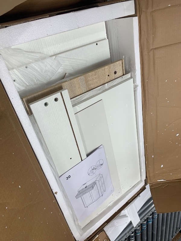 Photo 1 of HOOBRO Kitchen Island with Power Outlet, Kitchen Storage Island with Spice Rack and Drawer, Rolling Kitchen Cart on Wheels, for Home, Kitchen and Dining Room, White and Natural WN82UZD01G1