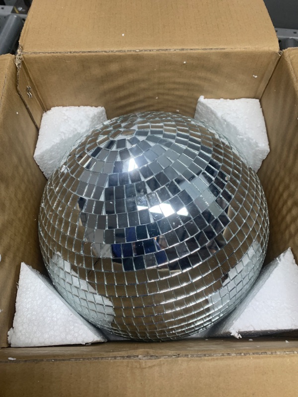 Photo 2 of 12 inches Disco Ball – Bright Large Disco Ball – Hanging Disco Ball Decor for Parties, Weddings, Decoration – Classic Big Disco Ball with Glass Pieces – Giant Disco Ball Design for Events