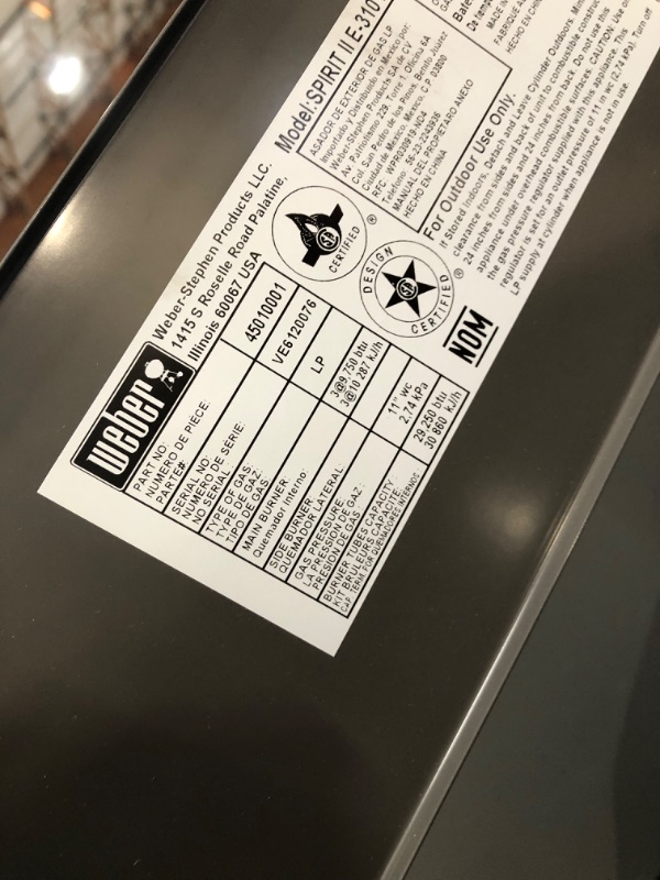 Photo 7 of ***USED - PARTIALLY ASSEMBLED - MISSING PARTS - SEE COMMENTS***
 Spirit II E-310 3-Burner Propane Gas Grill