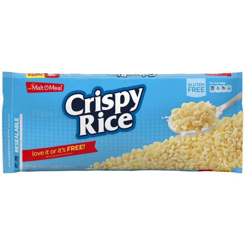 Photo 1 of 2 Pack Malt-O-Meal Crispy Rice Cereal Gluten Free Breakfast Cereal 36 Oz Resealable Cereal Bag
