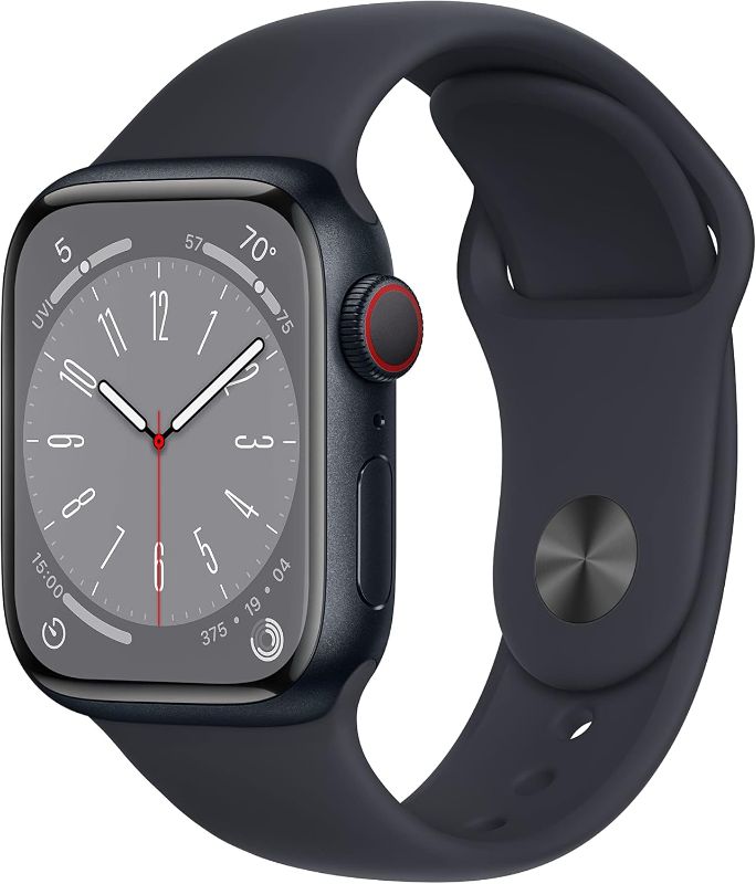 Photo 1 of **PASSCODE LOCKED**Apple Watch Series 8 [GPS + Cellular, 41mm] - Midnight Aluminum Case with Midnight Sport Band, S/M 
