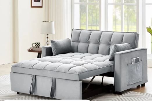 Photo 1 of ***USED - LIKELY MISSING PARTS - UNABLE TO VERIFY FUNCTIONALITY***
ZNTS Sleeper Couch w/Pull Out Bed, 55" Modern Velvet Convertible Sleeper Bed, Small Love seat W1825P146668
