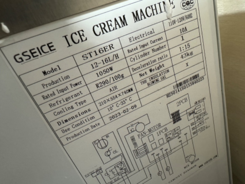 Photo 3 of *WHEN PLUGGED IN DIDNT TURN ON** Commercial Ice Cream Maker Machine for Home, 3.2 to 4.2 Gal/H Soft Serve Ice Cream Machine with Pre-cooling, 1050W Single Flavor Ice Cream Maker machine With 1.6 Gal Tank
