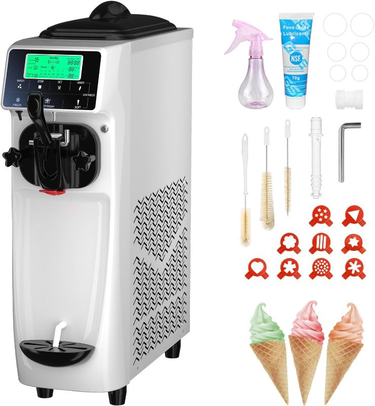 Photo 1 of *WHEN PLUGGED IN DIDNT TURN ON** Commercial Ice Cream Maker Machine for Home, 3.2 to 4.2 Gal/H Soft Serve Ice Cream Machine with Pre-cooling, 1050W Single Flavor Ice Cream Maker machine With 1.6 Gal Tank
