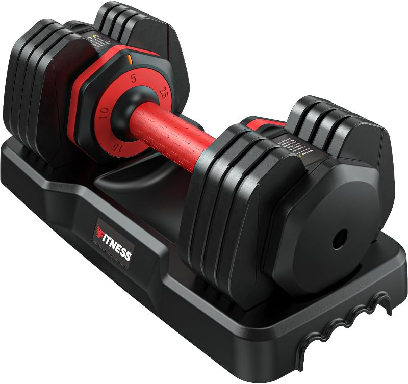 Photo 1 of Adjustable Dumbbell 25/55LB Single Dumbbell 5 Weight Options Dumbbell Anti-Slip Metal Handle