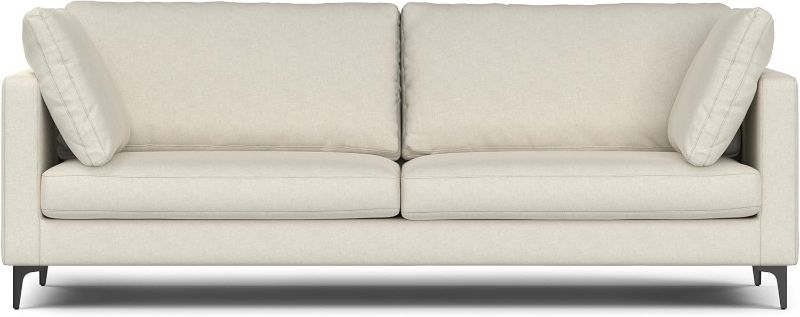 Photo 1 of ***Parts Only***SIMPLIHOME Ava Sofa in 100% Recycled Polyester Tightly Woven Performance Fabric, Cream, 90-inches Wide, Handcrafted Mid-Century Modern Style Sofa for Living Room or Couch for Family Room
