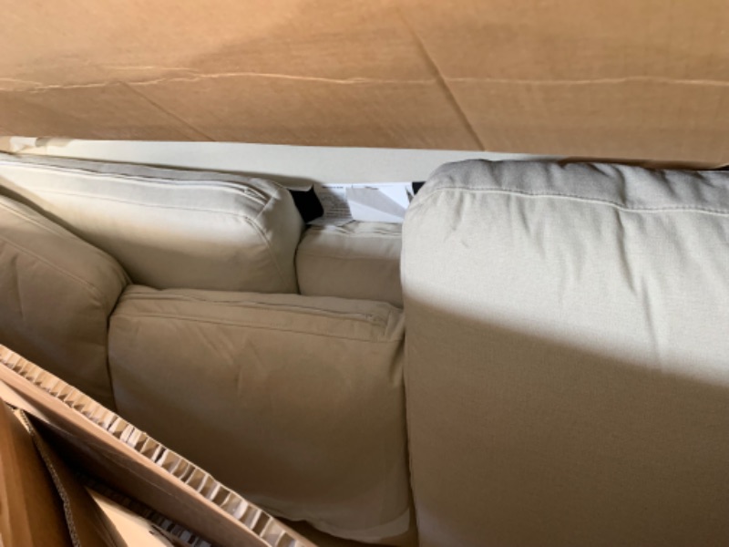 Photo 1 of ***Parts Only***SIMPLIHOME Ava Sofa in 100% Recycled Polyester Tightly Woven Performance Fabric, Cream, 90-inches Wide, Handcrafted Mid-Century Modern Style Sofa for Living Room or Couch for Family Room

