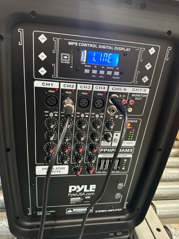 Photo 4 of *See notes*Pyle PA Speaker DJ Mixer Bundle - 300 W Portable Wireless Bluetooth Sound System w/ USB SD XLR 1/4" RCA Inputs - Dual Speaker