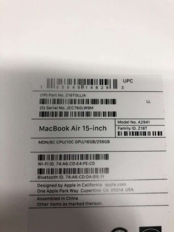 Photo 2 of Apple 2023 MacBook Air Laptop with M2 chip: 15.3-inch Liquid Retina Display, 16GB Unified Memory, 256GB SSD Storage, 1080p FaceTime HD Camera, Touch ID. Works with iPhone/iPad; Midnight