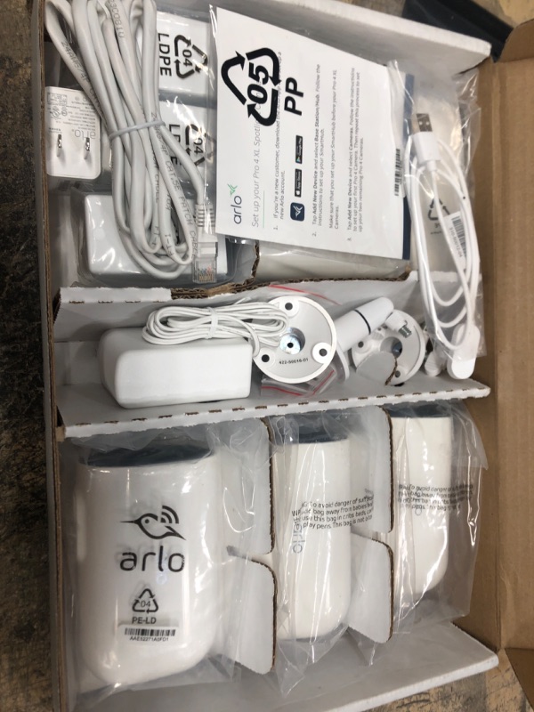 Photo 2 of Arlo Pro 4 XL Spotlight 3 Camera Security Bundle - 2K, Motion Only, VMS4352P (Renewed)