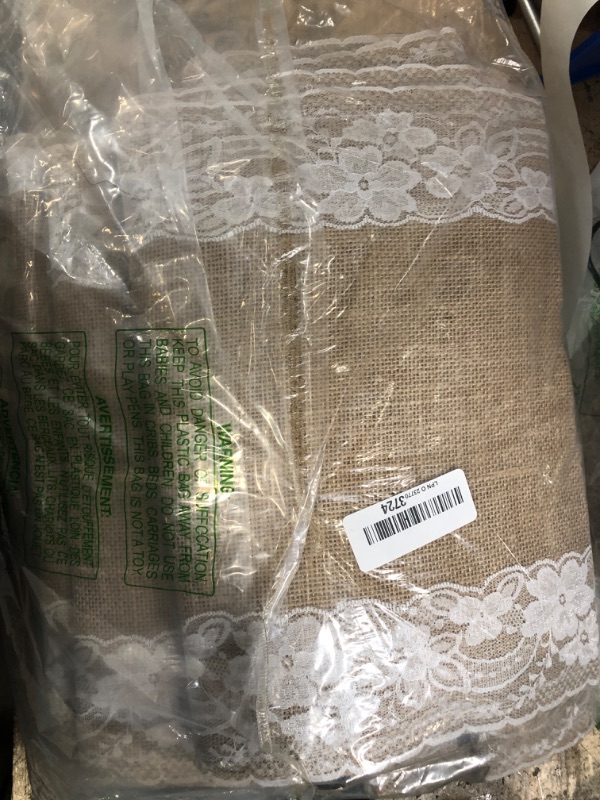Photo 1 of 12 Pcs Lace Burlap Table Runner 12'' x 72'' Rustic Jute Burlap Table Runner Farmhouse Country Vintage Romantic Fabric Table Cloth for Wedding Birthday Thanksgiving Christmas Party Table(Elegant)