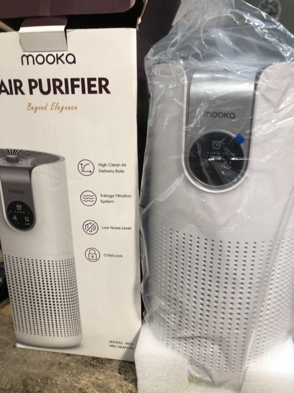 Photo 2 of Air Purifiers for Home Large Room Up to 1500ft² with Aromatherapy, MOOKA HEPA Air Purifier for Bedroom Pets Kitchen, Air Filter Cleaner for Smoke Pollen Dust Dander Odor, 15dB, M03, White