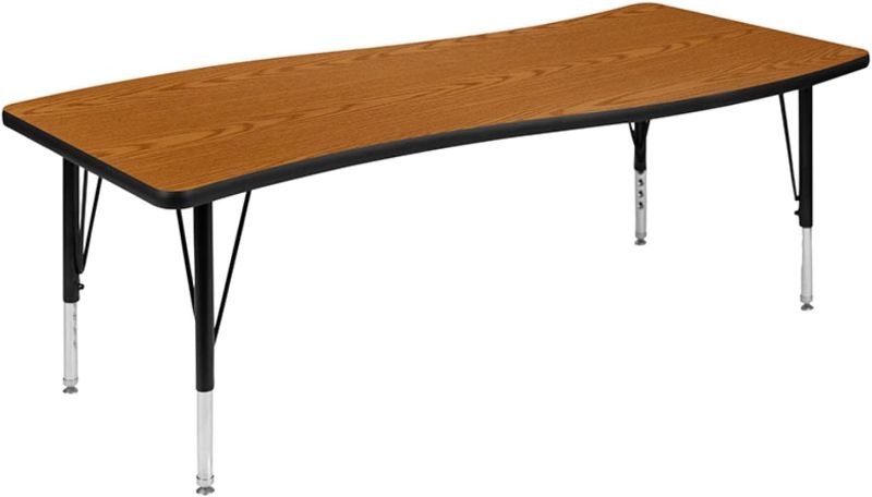 Photo 1 of ***TABLETOP ONLY - NO LEGS***
Flash Furniture Wren 26"W x 60"L Rectangular Wave Flexible Collaborative Oak Thermal Laminate Activity Table - Height Adjustable Short Legs