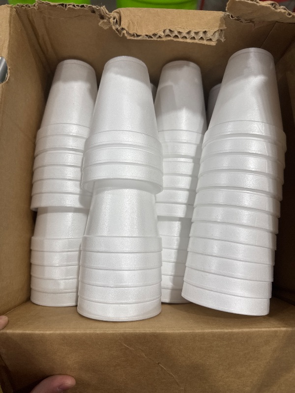 Photo 2 of 12 Oz Disposable Foam Cups (100 Pack), White Foam Cup Insulates Hot & Cold Beverages, Made in the USA, To-Go Cups - for Coffee, Tea, Hot Cocoa, Soup, Broth, Smoothie, Soda, Juice