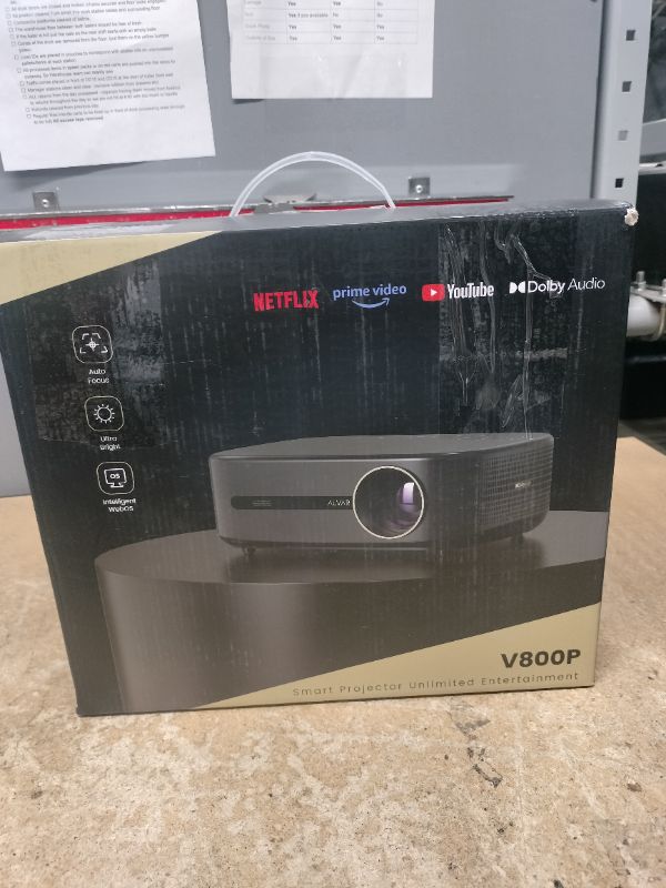 Photo 1 of [1000 ANSI & Audio by DBX-TV] Alvar 4K Projector with WiFi 6 and Bluetooth, NetfIix Certified & DoIby Audio, Auto Focus and Auto Keystone Native 1080P Smart Projector with HDR10+, 30W Speakers, Black