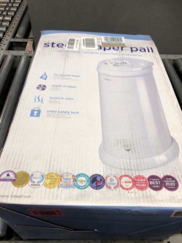 Photo 2 of (FAIR) Ubbi Steel Diaper Pail, Odor Locking, No Special Bag Required, Award-Winning, Registry Must-Have, White