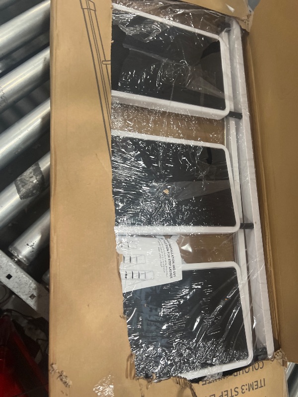 Photo 1 of HBTower 3 Step Ladder Step Ladder Folding Step Stool, 3 Step Stool for Adults with Anti-Slip Pedal,330 lbs Capacity Step Stool White.