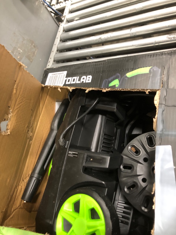 Photo 1 of **MISSING ACCESSORIES, POWERED ON UNABLE TO TEST FURTHER**
ETOOLAB Pressure Washer with 4200PSI Max 2.6GPM, Electric Power Washer with Hose Reel 19FT, 29FT Power Cord, 4 Nozzles and Foam Cannon for Car, Driveway, Patio, Floor Pool Cleaning (Green)