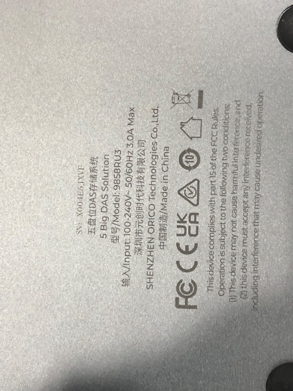 Photo 1 of ORICO RAID 5 Bay HDD Enclosures USB 3.0 Push-Pull Mounting for 3.5-inch HDD, Max 110TB, External Direct Attached Storage 8 RAID Modes Supported 9858RU3