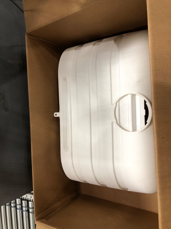 Photo 2 of ***INCOMPLETE - MISSING PARTS - SEE PICTURES***
Flame King Dual 20LB LP Propane Tank Light Plastic Heavy Duty Cover for RV, Travel Trailer, Camper - White