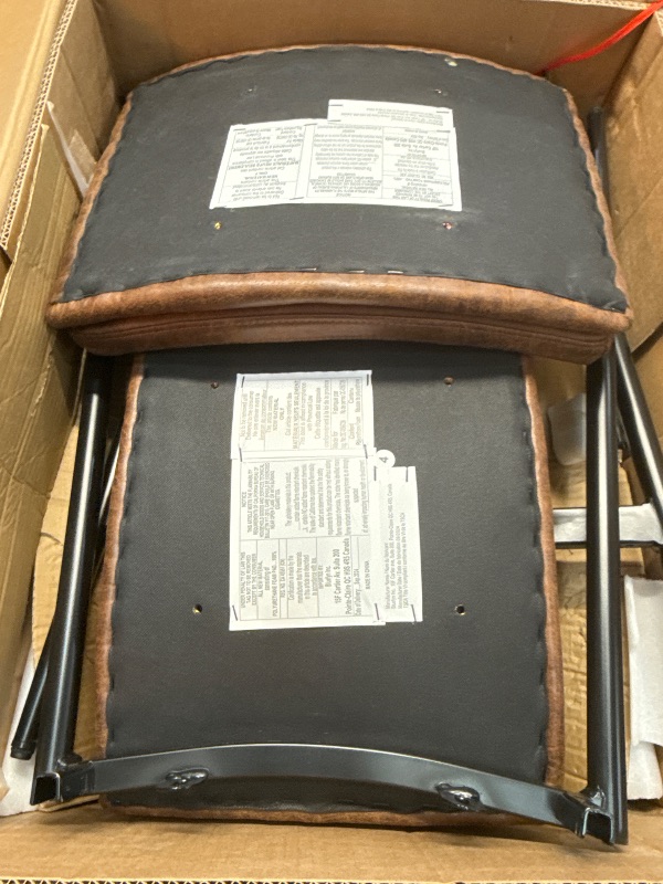 Photo 1 of Nathan James Arlo Modern Backless Upholstered Kitchen Counter Bar Stool with Double-Layered Saddle Seat and Black Metal Base, Brown/Matte Black, Set of 2