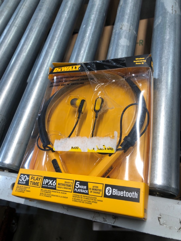 Photo 1 of DEWALT Wireless Bluetooth Neckband Headphones — Neckband Earphones with 30H Runtime — Secure Magnetic Earbuds — Noise-Isolating Wireless Earbuds — Jobsite Pro Built-in Mic for Crystal-Clear Calls