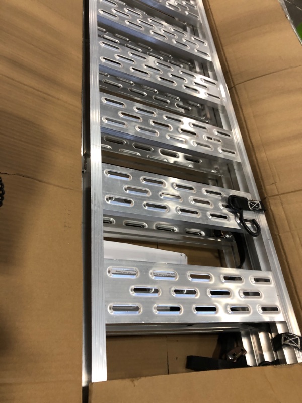 Photo 1 of Aluminum Tri-Fold Ramp with Treads, 1500Lbs ATV Ramp with Load Straps, Folding Ramp for Motorcycles, Truck Bed, Atvs, Utvs, Trailer, Tractor,Lawnmowers, Snow Blowers,76" x50”