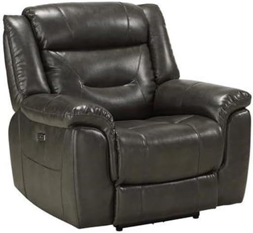 Photo 1 of ***DAMAGED - HAS HOLES IN IT - SEE PICTURES***
Acme Imogen Recliner (Power Motion) in Gray Leather-Aire, 39"D x 41"W x 40"H