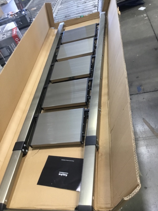 Photo 1 of GameGem 5 Step Ladder, Foldable Step Stool, Aluminum Step Ladder with Anti-Slip Widened 7.9Inch Pedal, Tall Step Ladder for Reaching High, Suitable for Home Use, 330lbs Capacity, Gold