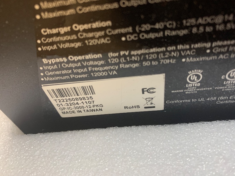 Photo 1 of GO POWER GoPower Inverter Charger, 3000-12