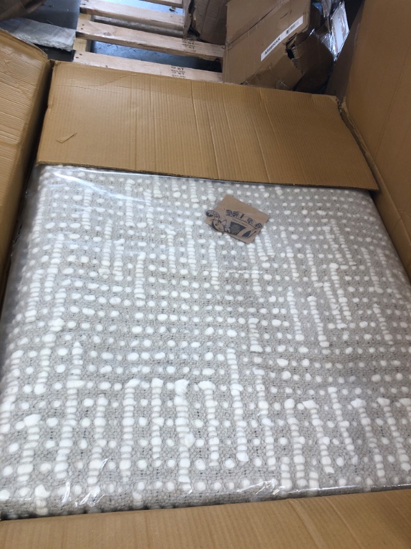 Photo 1 of FRELISH DECOR Wool Cotton Area Rug for Living Room and Bedroom, 6'x9' Handwoven Braided Chunky Knit Cable Rugs, Farmhouse Contemporary Area Rug: Ivory