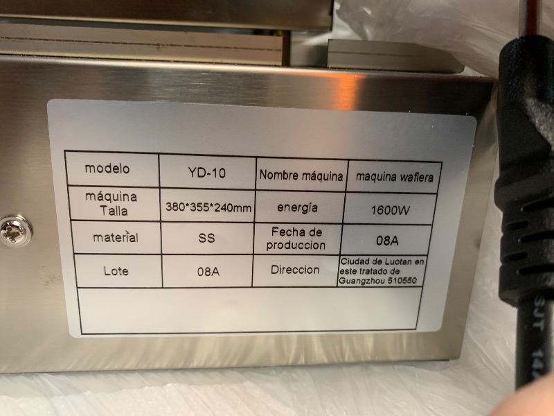 Photo 1 of Commercial Square Waffle Maker, 10 Grids 1600W Waffle Baker Machine, Non-Stick 3.5 X 2.0" Industrial Belgian Waffle Iron Temp and Time Control, for Restaurant Bakeries Snack Bar Family