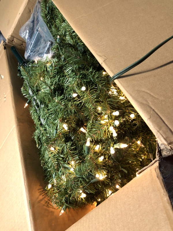 Photo 1 of National Tree Company Pre-Lit Artificial Full Christmas Tree, Green, Dunhill Fir, White Lights, Includes Stand, 6 Feet