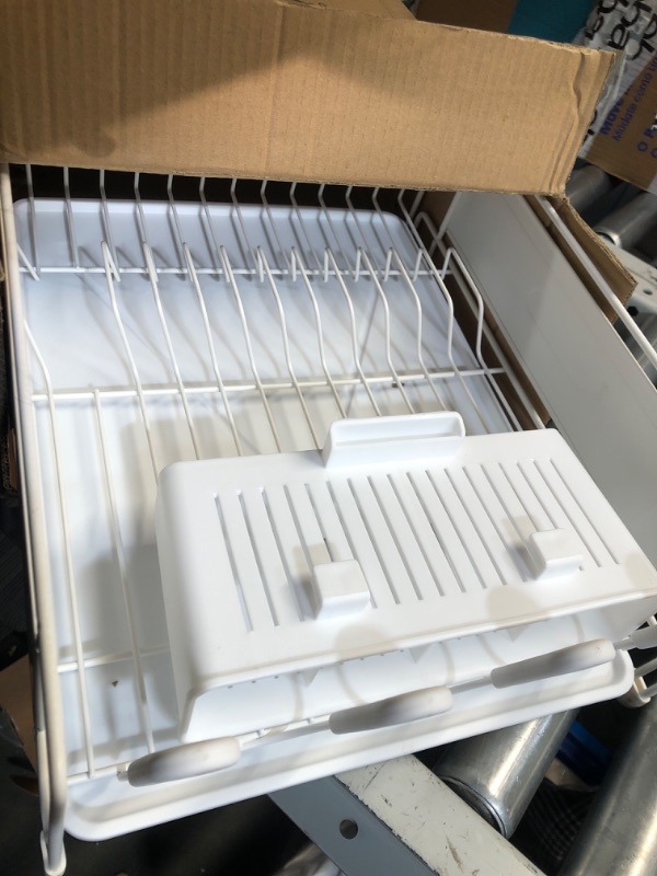 Photo 2 of ***(PARTS ONLY/ MISSING PARTS/ NO RETURNS OR REFUNDS)***
LIONONLY Dish Drying Rack, Dish Racks for Kitchen Counter, 304 Stainless Steel Dish Drainer Drainboard Set with Smart Drainage, 360° Adjustable Spout, Utensil Holder and Cup Holder, White