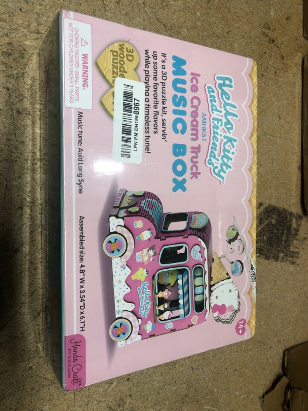 Photo 1 of Hands Craft Hello Kitty and Friends 3D Wooden Puzzle | Music Box Ice Cream Truck Model Kit | Charming Decor & Toy for Kids | DIY Craft Set | Creative Play with Real Music Player