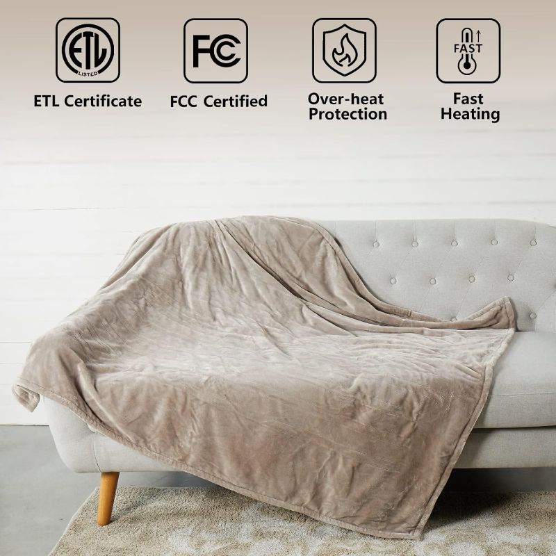 Photo 1 of  Heated Blanket Queen 84"x90" - Throw Machine Washable Heating Blanket with 4 Heating Levels 10 Hours Auto-Off Overheating Protection   BEIGE