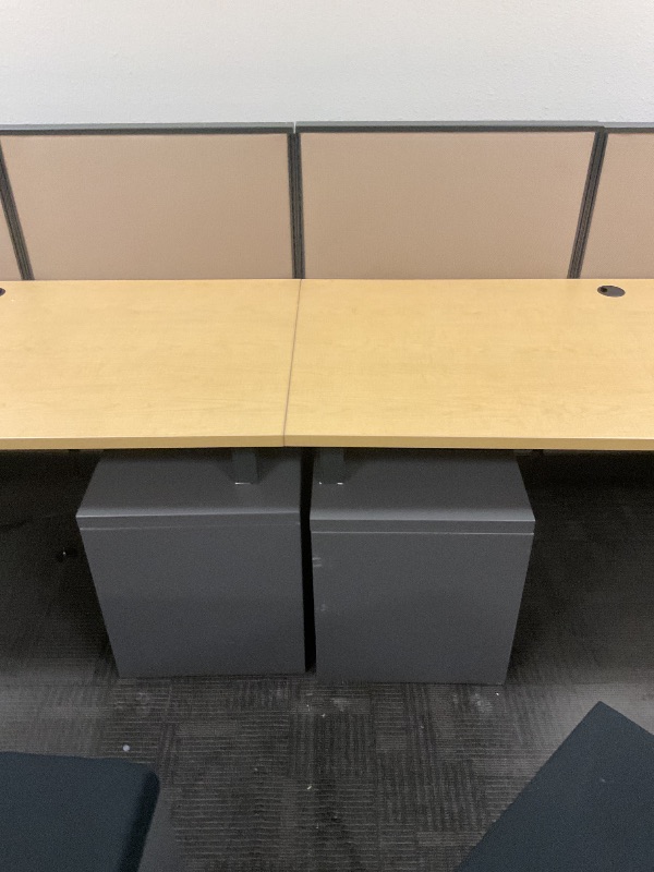 Photo 1 of 2 person office table with backboard includes shelving