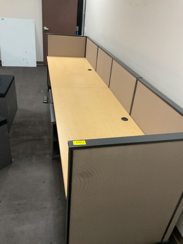 Photo 1 of 2 person office table with backboard includes shelving