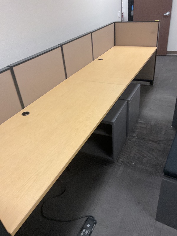 Photo 1 of 2 person office table with backboard includes shelving