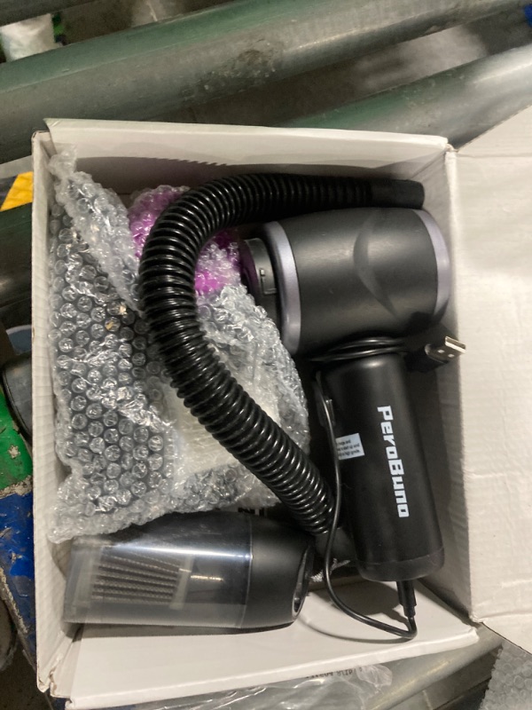 Photo 2 of ***VERY USED*** PeroBuno Cordless Car Vacuum Cleaner, 17000PA High Power, 2in1 Mini Vacuum and Air Duster, Rechargeable Handheld Vacuum with Type-C and Flexible Hose, Portable Vacuum for Car Home Keyboard Cleaning