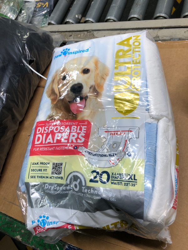 Photo 1 of ***MISSING PIECES*** 
Paw Inspired Disposable Dog Diapers | Female Dog Diapers Ultra Protection | Diapers for Dogs in Heat, Excitable Urination, or Incontinence (X-Large (20 Count))