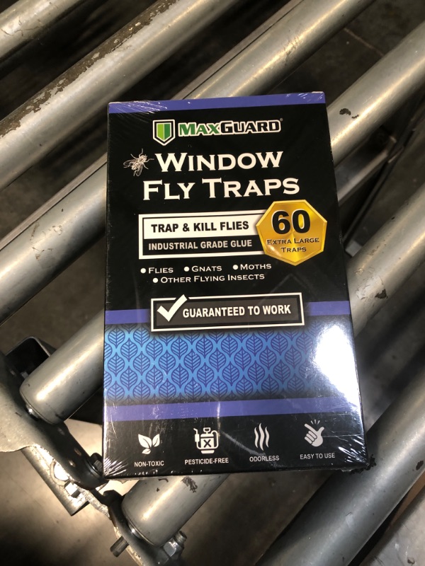 Photo 1 of MaxGuard Window Fly Traps (60 XL Traps) Catch & Kill Houseflies, Flying Insects & Bugs. Non-Toxic Sticky Glue Traps Fly Killer Clear Strip Insect Catcher Safe No Zapping with Zapper |