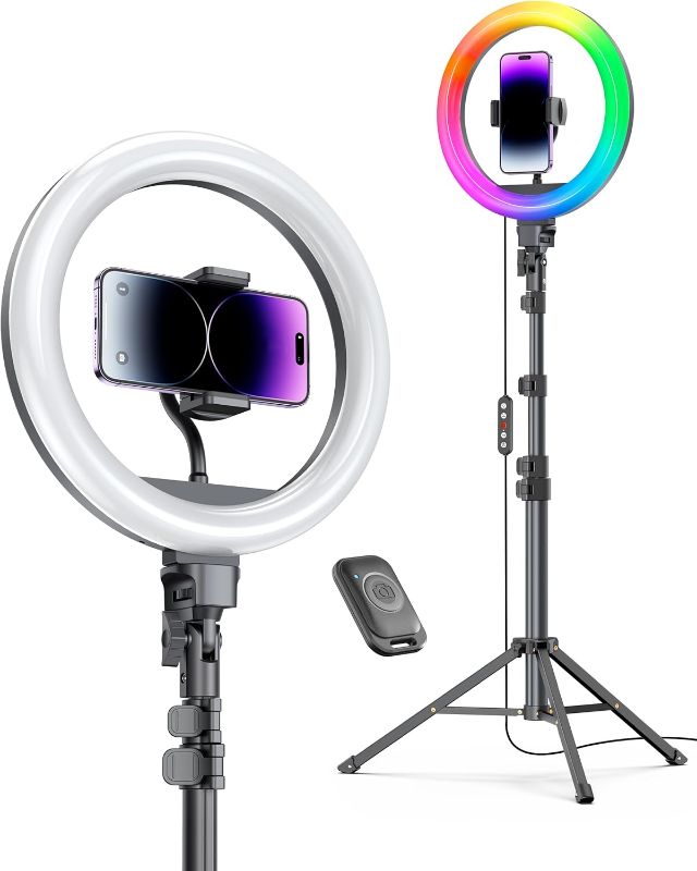 Photo 1 of 10.2" Selfie Ring Light with 65" Adjustable Tripod Stand & Phone Holder for Live Stream/Makeup