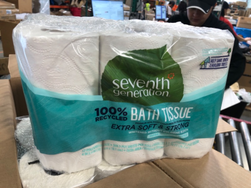 Photo 4 of ***SET OF 48 ROLLS*** Seventh Generation Toilet Paper Recycled Bath Tissue 100% Recycled Paper 2-ply without Chlorine Bleach 12 Rolls
