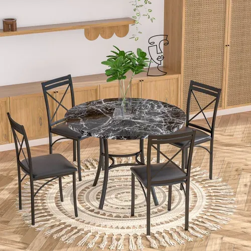 Photo 1 of ****SIMILAR** ***ONLY TABLE***
LITTLE TREE Modern  Round Dining Table , Metal Frame Base, Rustic Kitchen Table, Dinner Table for Dining Room, Living Room
***ONLY TABLE***