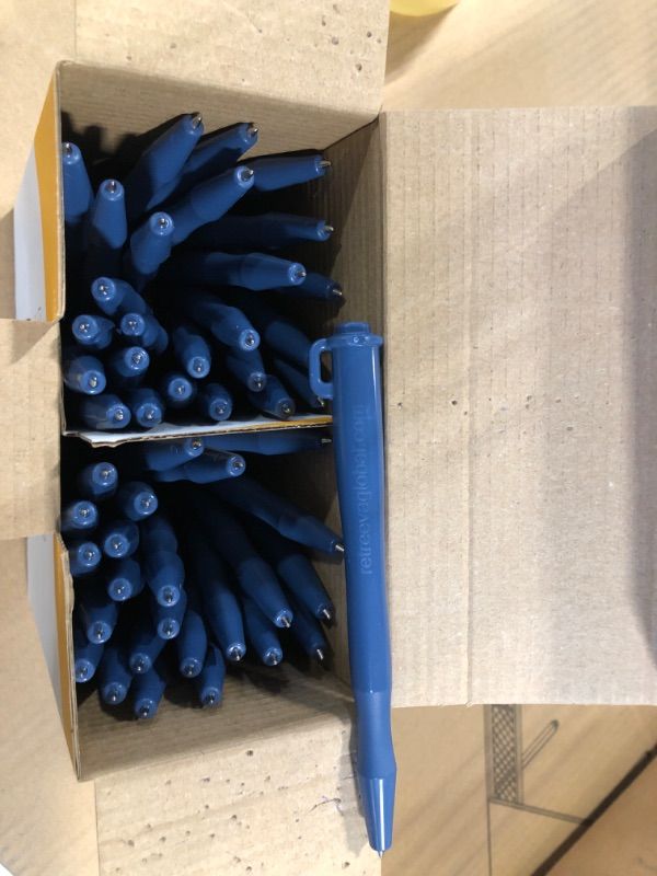 Photo 1 of Metal Detectable Retractable Pens - All Blue Pen, Standard Blue Ink, With Lanyard Attachment, Pack of 50 pens