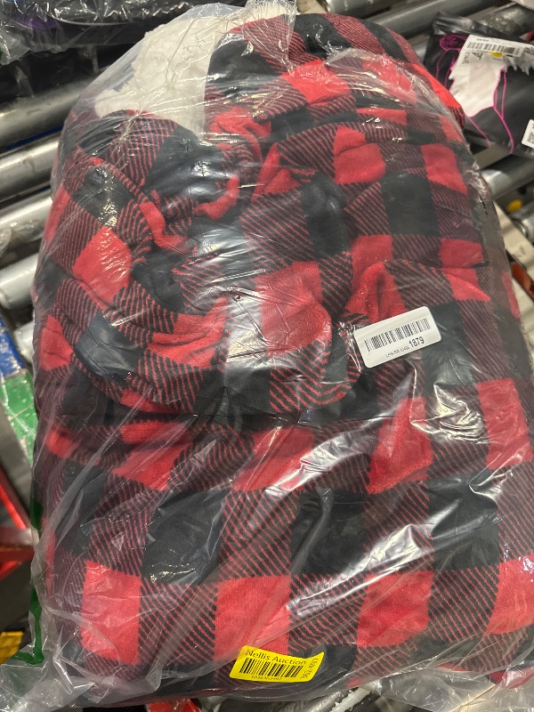 Photo 2 of BEDELITE Sherpa Fleece Blankets Queen Size - Black and Red Buffalo Plaid Christmas Blanket, Super Soft Cozy Warm Thick Winter Blanket for Couch and Bed, 90" x 90"