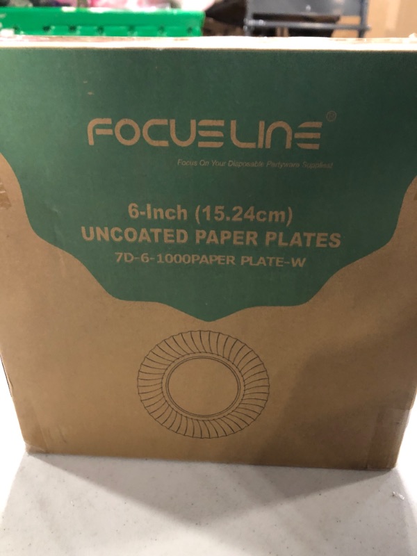 Photo 1 of FOCUSLINE 6 Inch Paper Plates 1000 Count, White Paper Plates Uncoated, Everyday Disposable Dessert Plates 6" Small Paper Plates Bulk 1000 Count