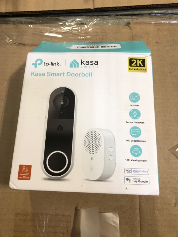 Photo 2 of   Kasa Smart Video Doorbell Camera Hardwired w/ Chime, 2K Resolution, Always-on Power, Night Vision, 2-Way Audio, Real-Time Notification, Cloud & SD Card Storage, Works w/ Alexa & Google Home (KD110)